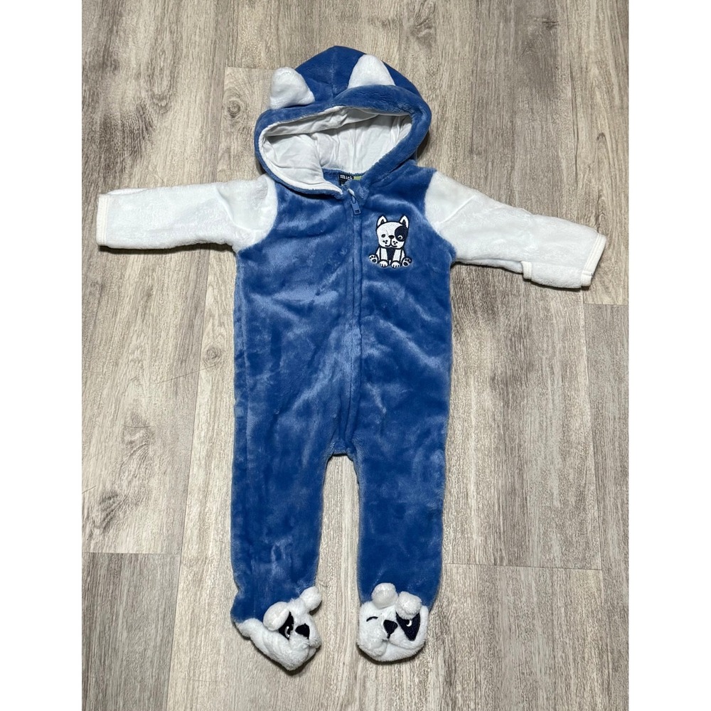 Mick Mack LTD Dog Plush Hooded Footed Pajamas Romper Jumpsuit 0/3 Months‎